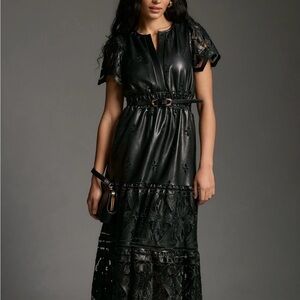 Anthropologie Somerset dress faux leather embroidered edition